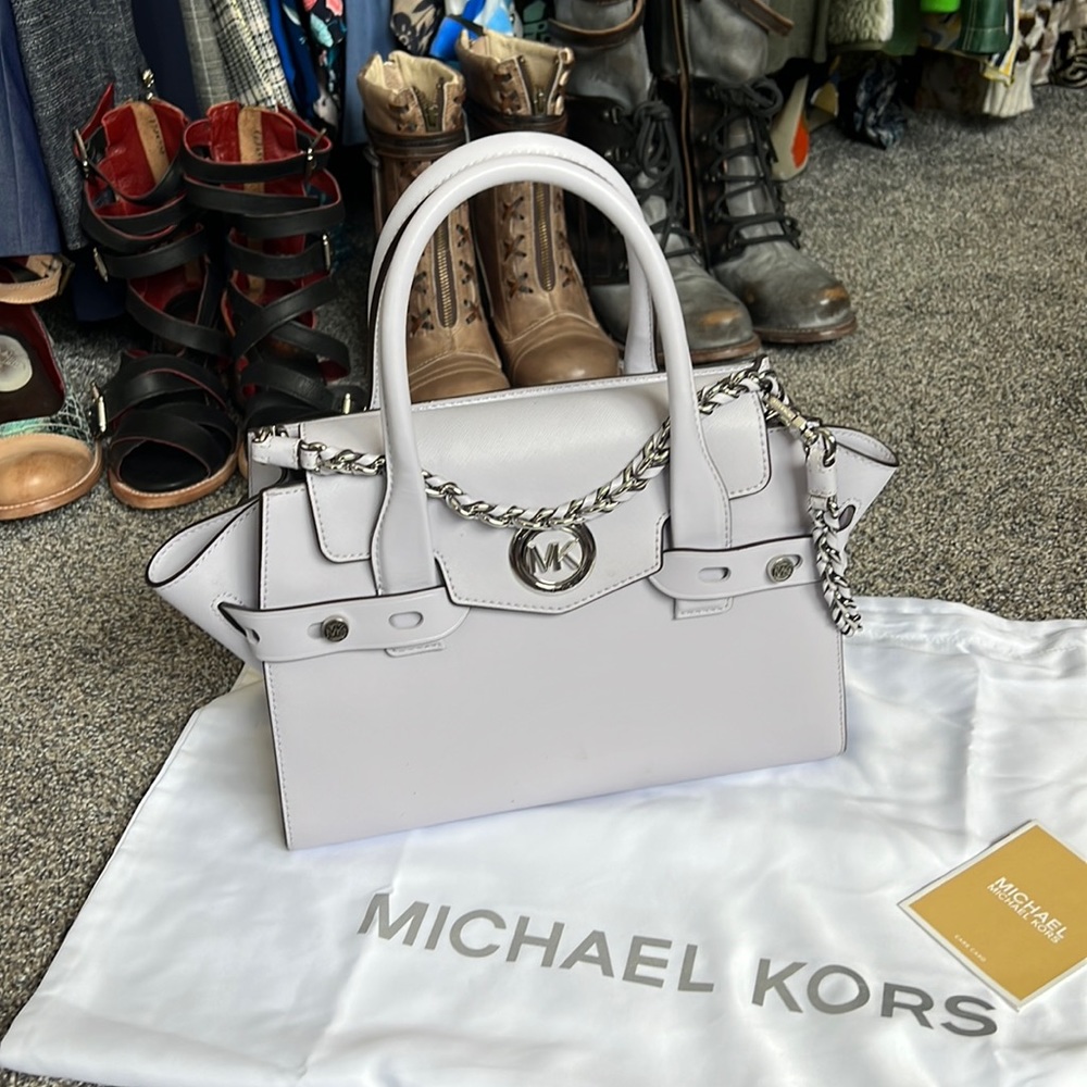 MICHAEL MICHAEL KORS
Carmen Medium Faux Leather Belted Satchel
